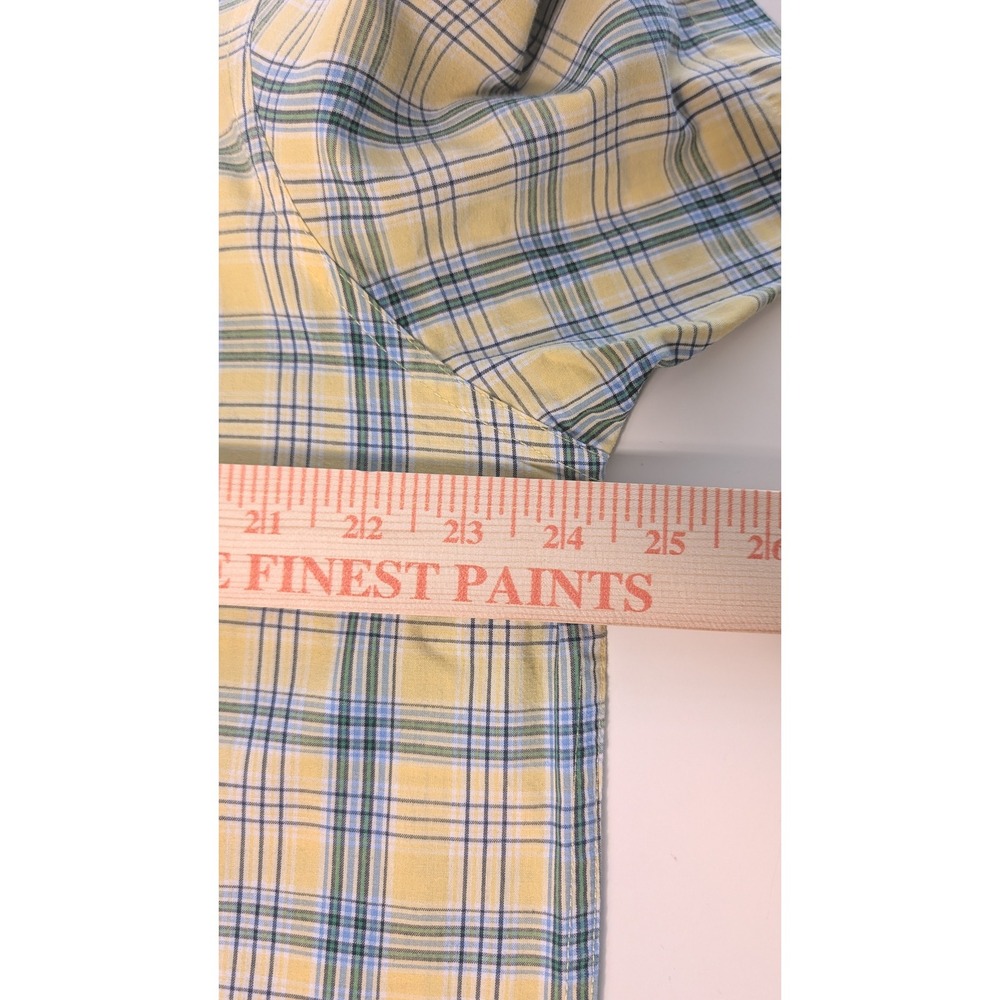 Mens Chaps Yellow Plaid Easy Care Short Sleeve Button Down Shirt Size Large Y2K - Picture 6 of 8